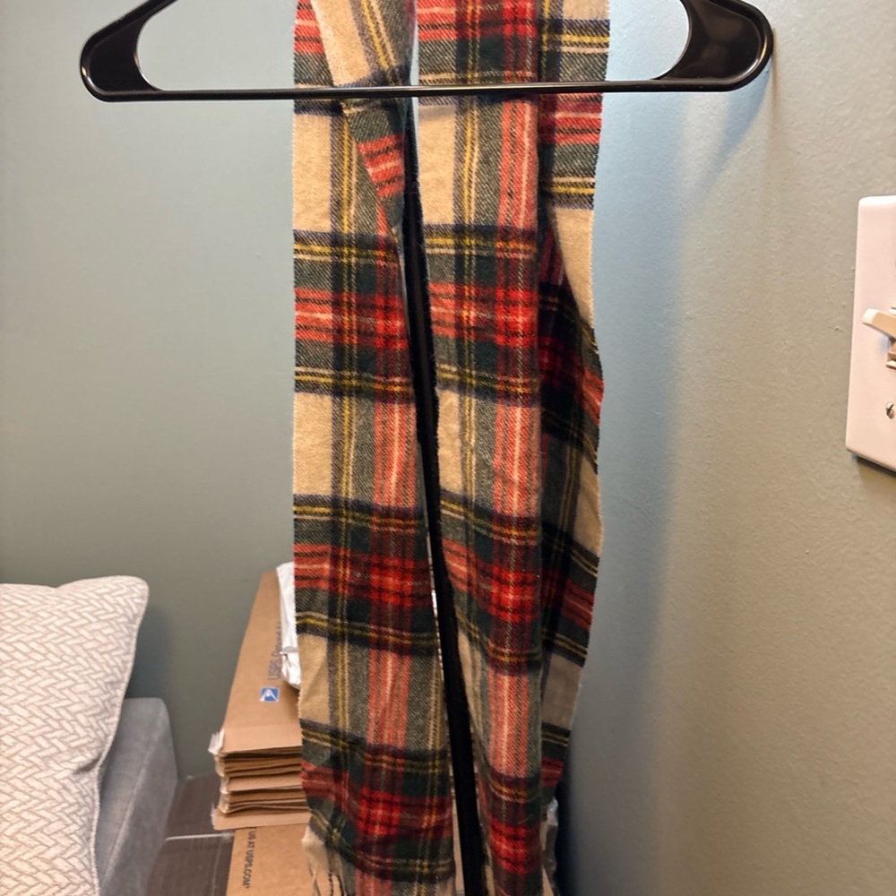 Plaid Scarf - Red, Green, Cream